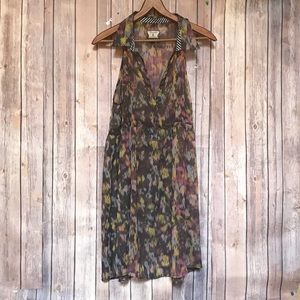 Volcom sheer tunic print top festival boho  Sz L